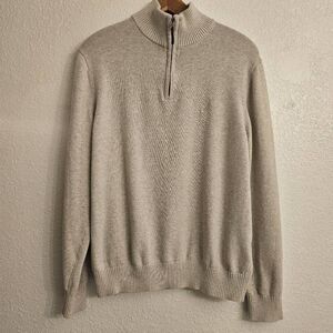 Nautica Men's Quarter-zip Cream Sweater: Size  : Preppy Coastal Casual